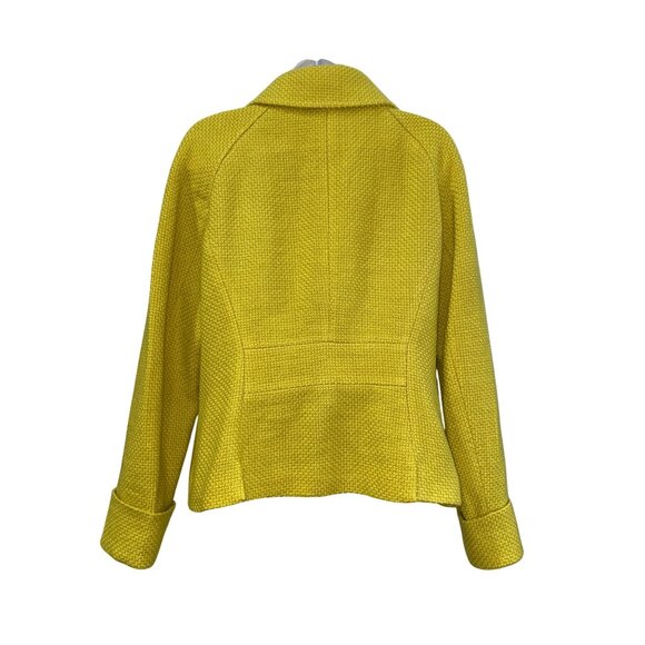 Boden Mustard Yellow Wool-Blend Peacoat Jacket Size 10 Floral Button Details Ful - Picture 4 of 10